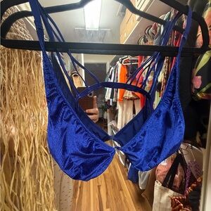 Free People Royal Blue Celvet Strappy Bralette